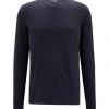 BOSS Herren Langarmshirt - Mix&Match LS-Shirt R, Rundhals, Cotton Stretch, Logo Dunkelblau
