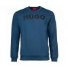 HUGO Herren Sweater - DEM, Sweatshirt, Rundhals, French Terry, Logo, Cotton Blau