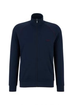 BOSS Herren Zip-Jacke - Mix&Match, Loungewear, Sweatjacke, Zipper, Baumwolle, Einfarbig Marine