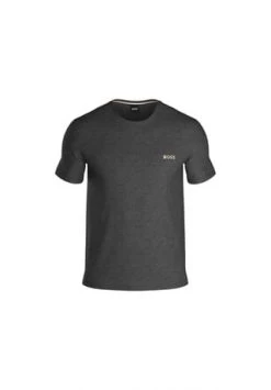 BOSS Herren T-Shirt - Mix & Match, Rundhals, Baumwolle, Logo, Einfarbig, Kurzarm Dunkelgrau