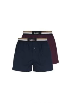 BOSS Herren Web-Boxershorts, 2er Pack - Woven Boxer EW, Pyjama-Shorts, Popeline Lila