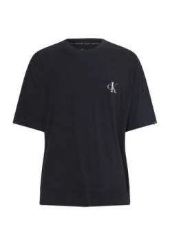 Calvin Klein T-Shirt, Rundhalsausschnitt, Modischer Print, Uni, Für Herren Schwarz