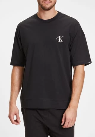 Calvin Klein T-Shirt, Rundhalsausschnitt, Modischer Print, Uni, Für Herren Schwarz 2 Calvin Klein T-Shirt, Rundhalsausschnitt, Modischer Print, Uni, Für Herren Schwarz – Bild 2